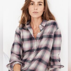 Madewell Flannel Oversized Ex-Boyfriend Shirt in Lenore Plaid